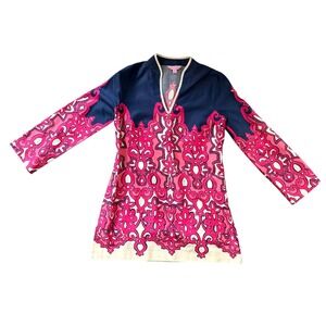 Lilly Pulitzer Pink Navy Scroll Print Tunic  XS